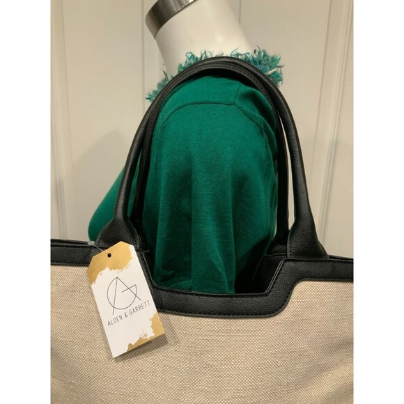 Rachel Zoe Khaki Tan Natural Capri Tote Black Leather Straps - Picture 2 of 9